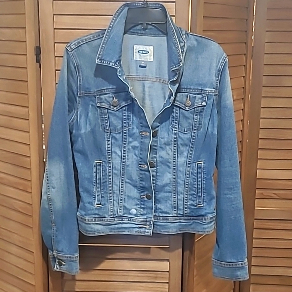 Old Navy Distressed Denim Jean Jacket